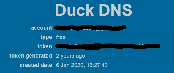 DuckDNS token page